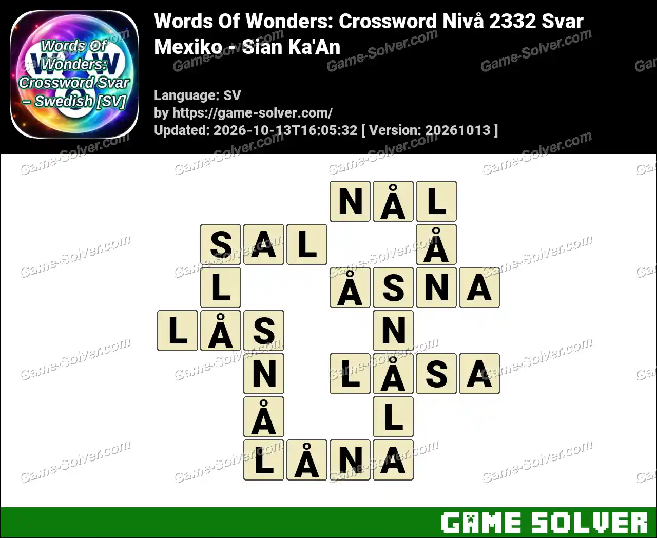 Words Of Wonders: Crossword Nivå 2332 Svar – Mexiko – Sian Ka’An